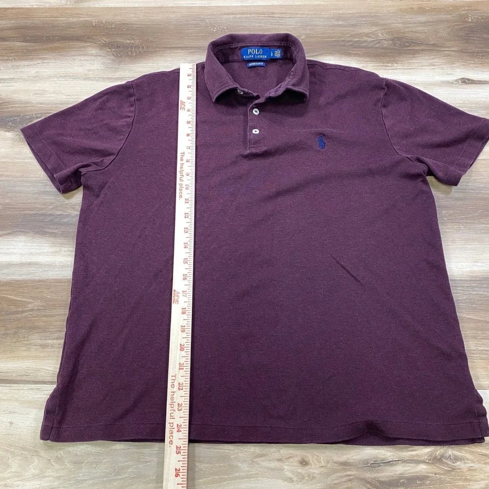 Polo Ralph Lauren Polo Men L Custom Slim Fit Cotton Classic Heritage Burgundy